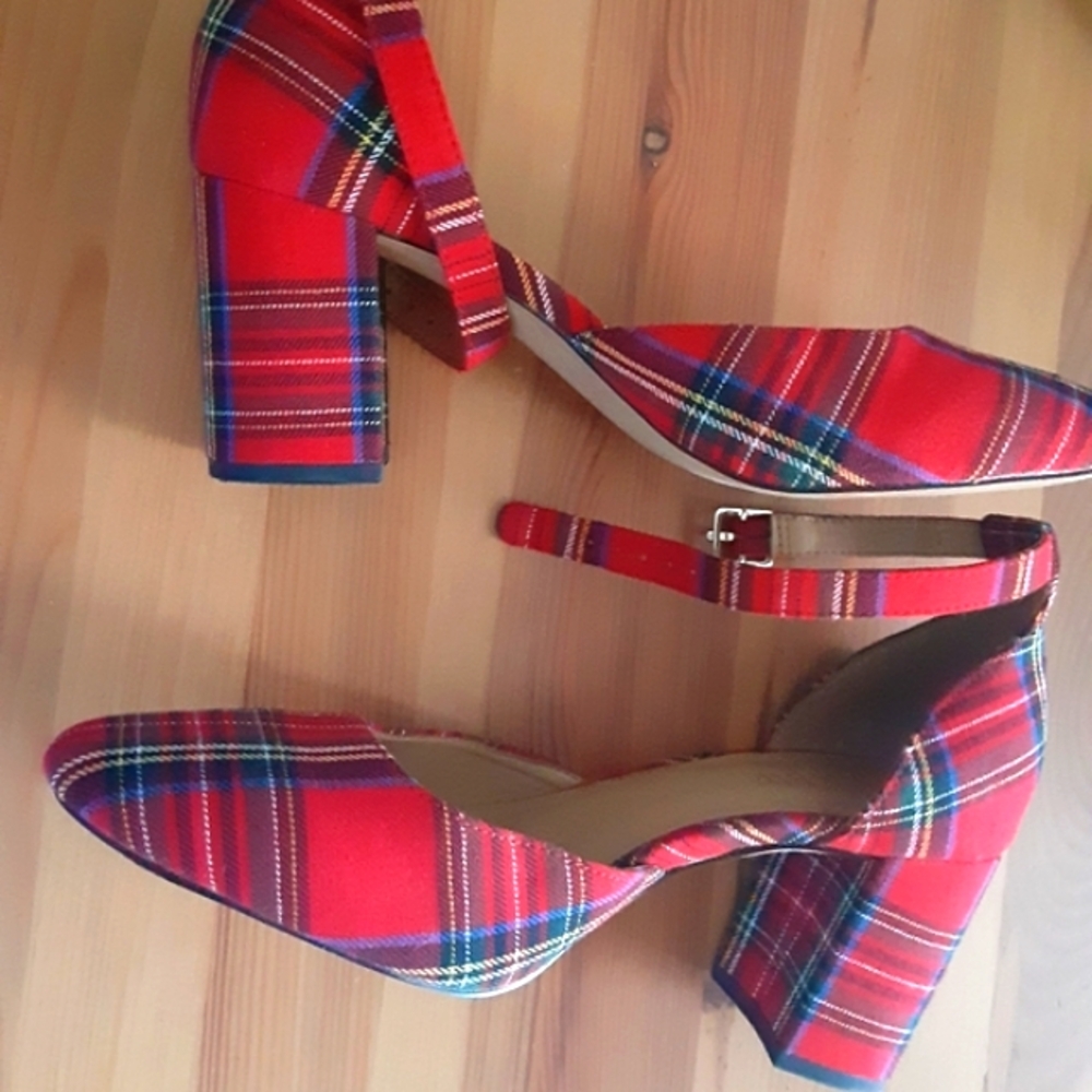 J.Crew Tartan Plaid Strappy Women's Heels Shoes Pumps - Picture 7 of 12